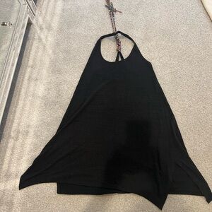 Lucky brand women dark cotton summer dress size m key hole style back